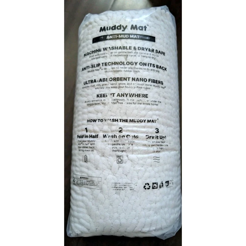 Muddy Mat Anti-Mud Mat White 24x60 Absorbent Washable Indoor Door Runner NEW